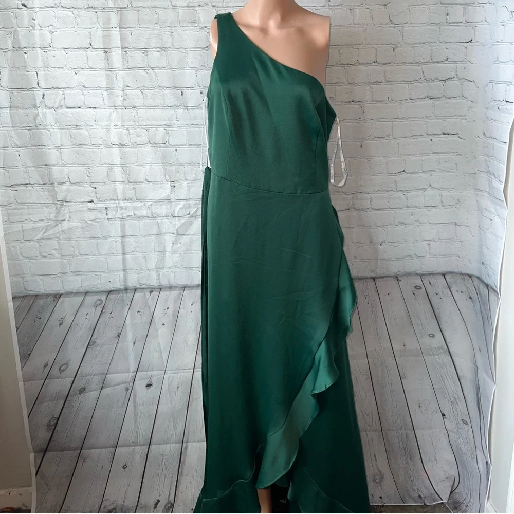 Celebrate DB Studio dark green long ruffled dress size 16 - Picture 1 of 13